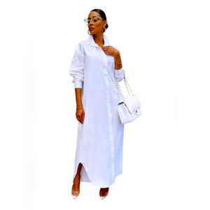 NWT WOMENS LONG SHIRT DRESS DUSTER WHITE